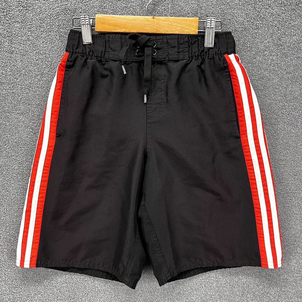 Adidas‎ Shorts Boys Medium Black red stripe Youth swim beach surf